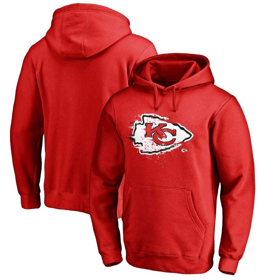 Men Kansas City Chiefs NFL Pro Line by Fanatics Branded Splatter Logo Pullover Hoodie Red